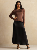 [Kaffe] SilkSilky-SE Long Sleeve Crewkrage Dam T-Shirt 008