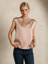 [Toscana] SilkSilky-SE Cap Sleeve Round Neck Dam T-Shirt 006