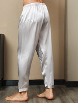 [Grå] SilkSilky-SE Rent Silke Mens Sleep Bottoms 006,