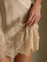 [Champagne] SilkSilky-SE Spaghetti Strap V Neck Nattlinne 006