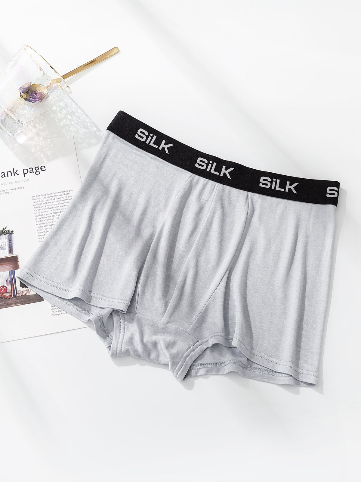 [Grå] SilkSilky-SE Rent Silke Mens Underwear 003