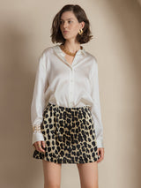 [Vit] SilkSilky-SE Long Sleeve Lapel Collar Damskjorta 005