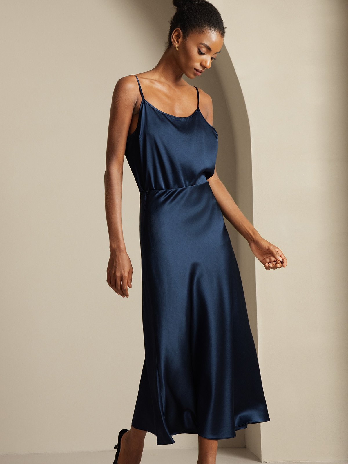 [Mörkblå] SilkSilky-SE 19Momme Rent Silke Womens Outfit Sets 006,