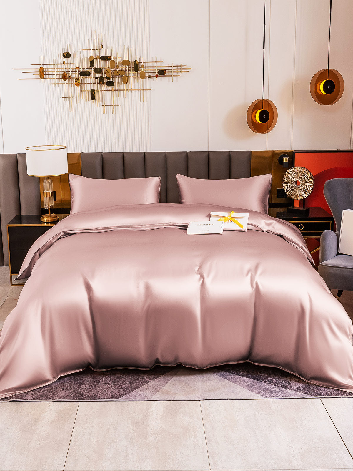 [Blek Mauve] SilkSilky-SE 19Momme Rent Silke Bedding Set 002