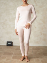 [Ljusrosa] SilkSilky-SE Long Sleeve Round Neck Dam Långkalsonger 005