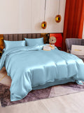 SilkSilky SE 19Momme Rent Silke Bedding Set Ljusblå 004