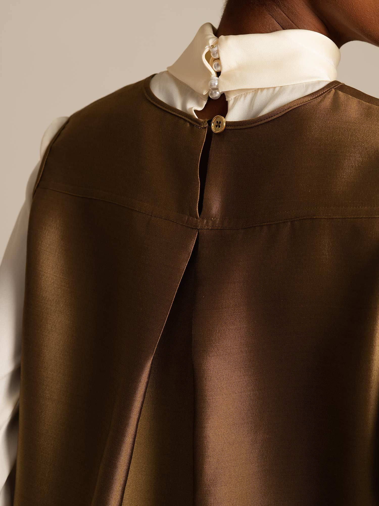 [Brons] SilkSilky-SE 32Momme Silk-Wool Blend Womens Vest 004,