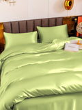 SilkSilky SE 19Momme Rent Silke Bedding Set Mintgrön 004