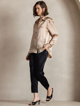 [Champagne] SilkSilky-SE Long Sleeve Lapel Collar Damskjorta 007