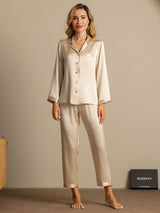[Champagne] SilkSilky-SE Long Sleeve Lapel Collar Dam Pyjama 001