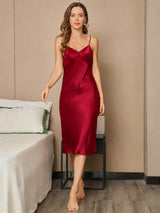 [Vin] SilkSilky-SE Spaghetti Strap V Neck Klänning 005