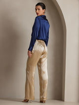 [Mörkblå] SilkSilky-SE Long Sleeve Lapel Collar Damskjorta 002