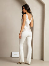 [Ljusgrå] SilkSilky-SE Sleeveless V Neck Cami Toppar 003