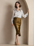 SilkSilky-SE 19Momme Rent Silke Skirt Brun 005