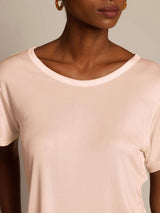[Ljusrosa] SilkSilky-SE Kort Ärm Rund Halsringning Dam T-Shirt 004