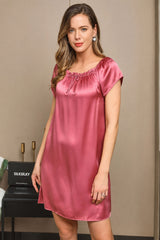 [Blek Mauve] SilkSilky-SE Cap Sleeve Square Neck Nattlinne 006