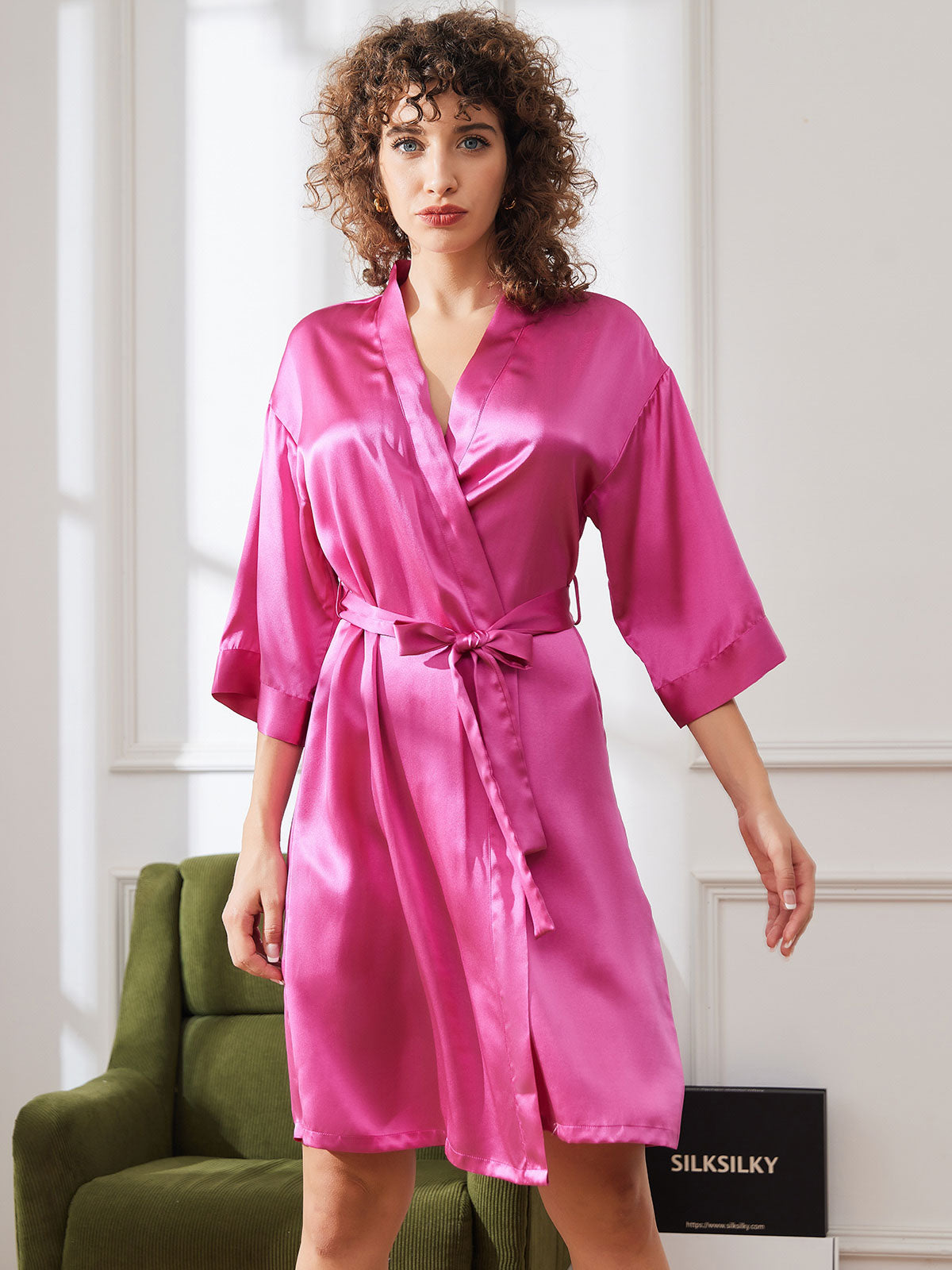 [Rosröd] SilkSilky-SE Rent Silke Womens Robe 004