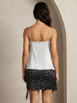 [Silver] SilkSilky-SE Spaghetti Strap Cowl Neck Cami Toppar 002