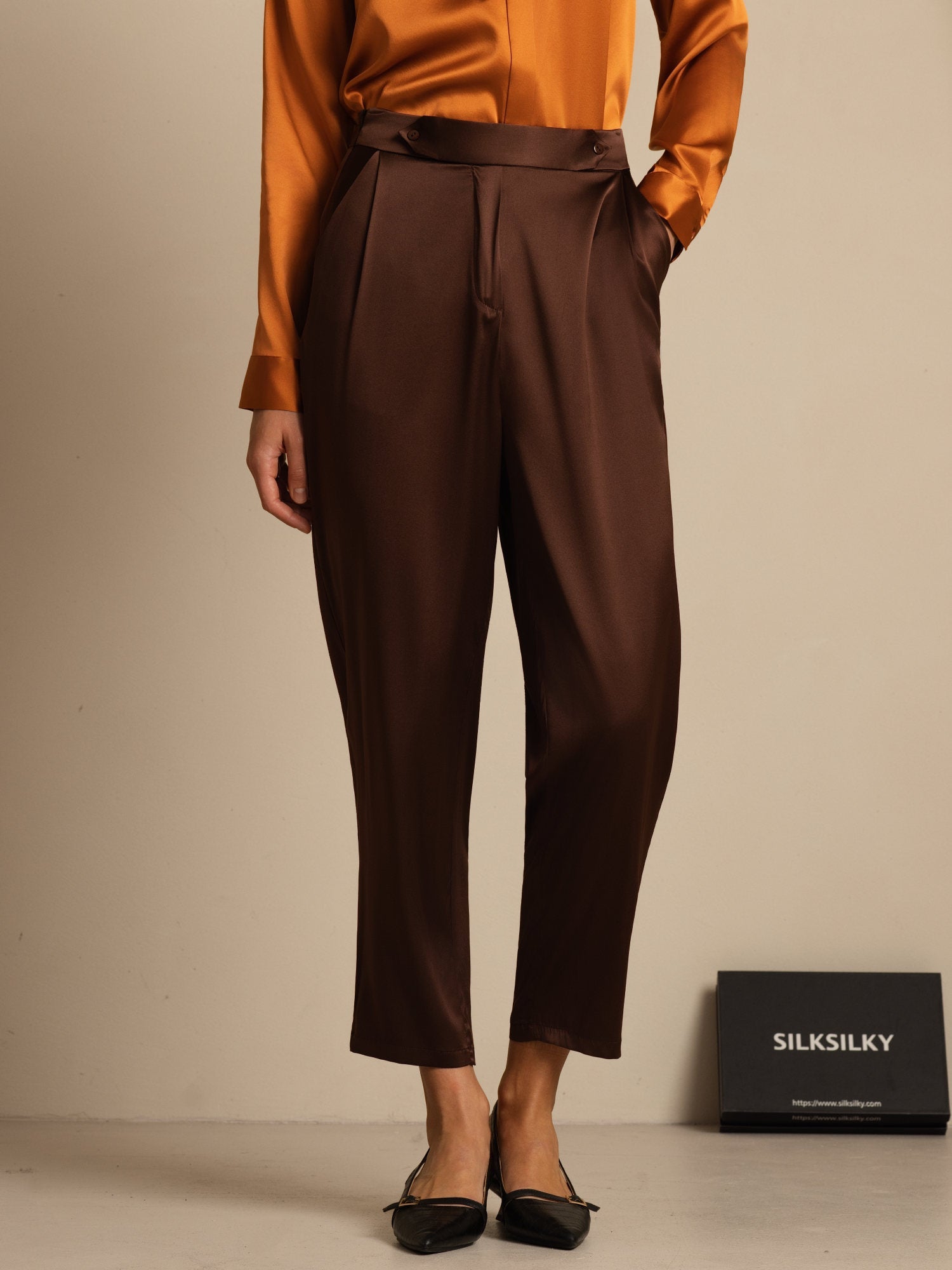 [Mörk Choklad] SilkSilky-SE 19Momme Silke Womens Pants 001