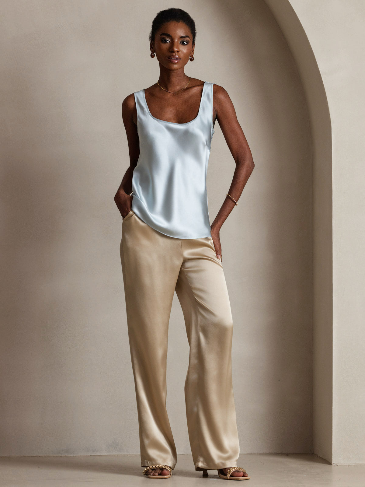 [Ljusblå] SilkSilky-SE 19Momme Silke Camisoles 008,