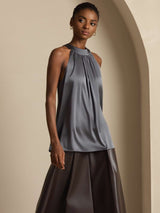 [Mörkgrå] SilkSilky-SE Sleeveless Halter Dam T-Shirt 007