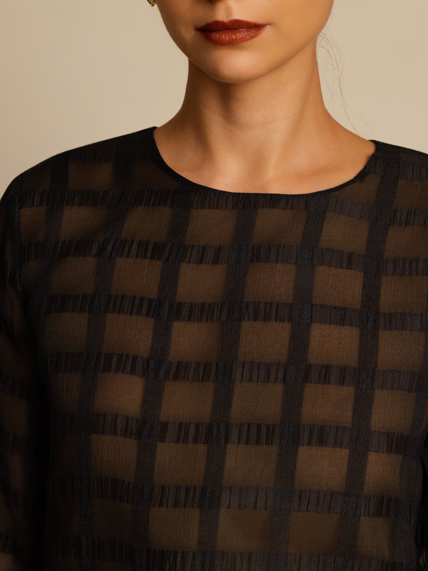 [Svart] SilkSilky-SE Rent Silke Lång Ärm Rund Halsringning Women''s Outfit Sets 004