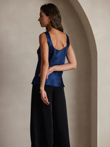 [Mörkblå] SilkSilky-SE Sleeveless Cami Toppar 004