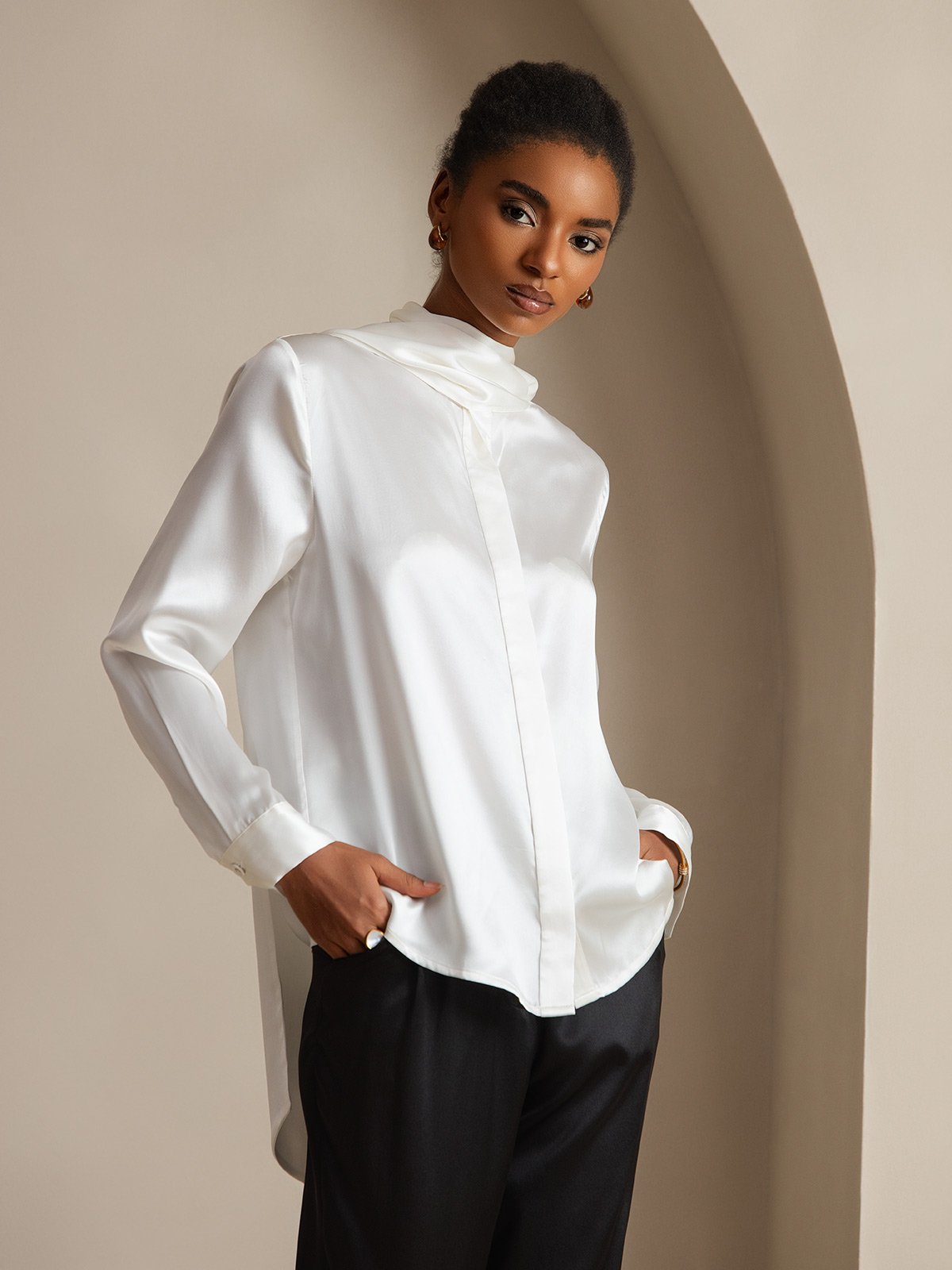 [Vit] SilkSilky-SE 19Momme Silke Womens Shirt 005
