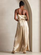 [Champagne] SilkSilky-SE Spaghetti Strap V Neck Cami Toppar 004