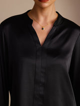[Svart] SilkSilky-SE Long Sleeve Damblusar 004
