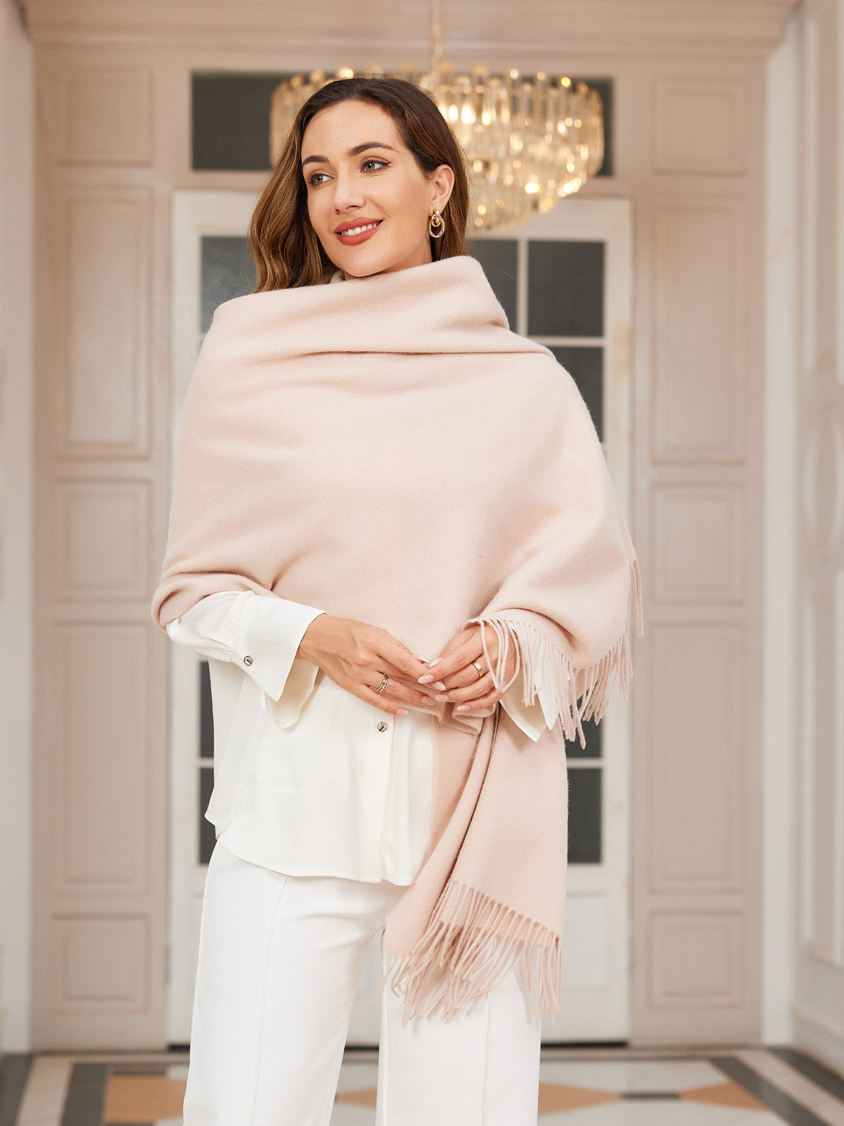 [Beige] SilkSilky-SE Ull Scarf 003