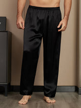 [Svart] SilkSilky-SE Rent Silke Mens Sleep Bottoms 003