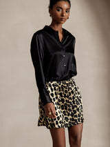 [Svart] SilkSilky-SE Long Sleeve Lapel Collar Damskjorta 005