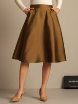 [Brons] SilkSilky-SE 32Momme Silk-Wool Blend Skirt 001