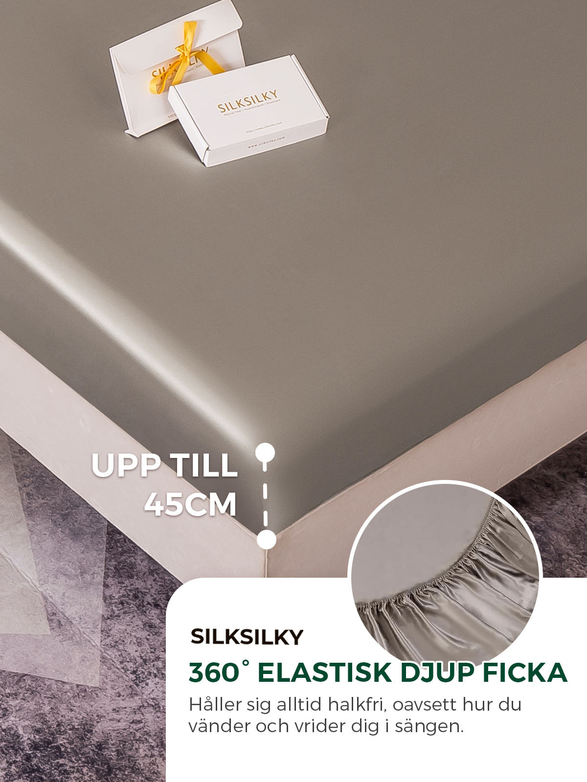 [Grå] SilkSilky-SE 22Momme Rent Silke Bedding Set 004