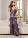 SilkSilky SE Rent Silke Ärmlös V Hals Camisole Set LilaGrå 003