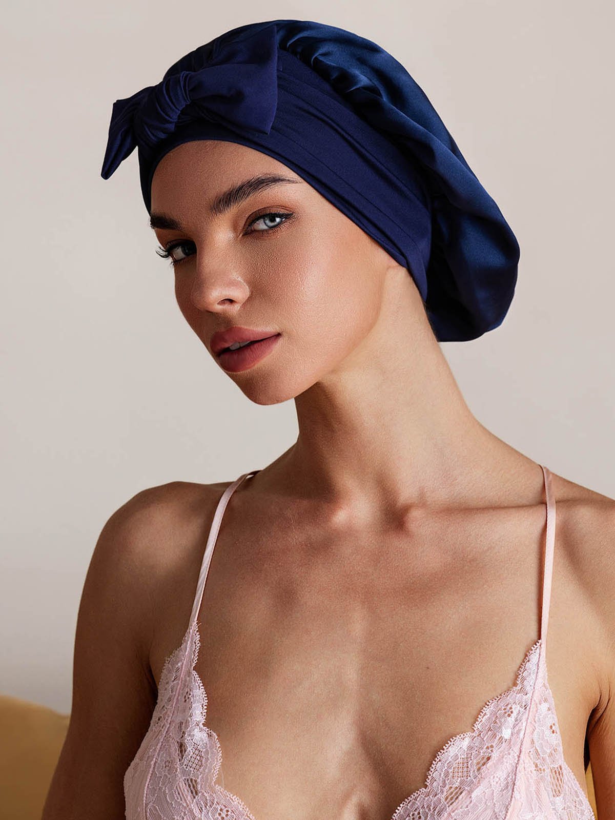 SilkSilky-SE Rent Silke Sleep Cap Mörkblå 005