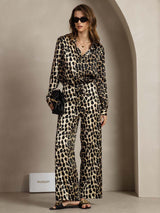 [Leopard] SilkSilky-SE 19Momme Silke Krage Women''s Outfit Sets 005