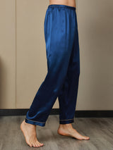 [Mörkblå] SilkSilky-SE Rent Silke Mens Sleep Bottoms 006,