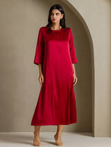 [Vin] SilkSilky-SE 3/4 Sleeve Round Neck Klänning 006