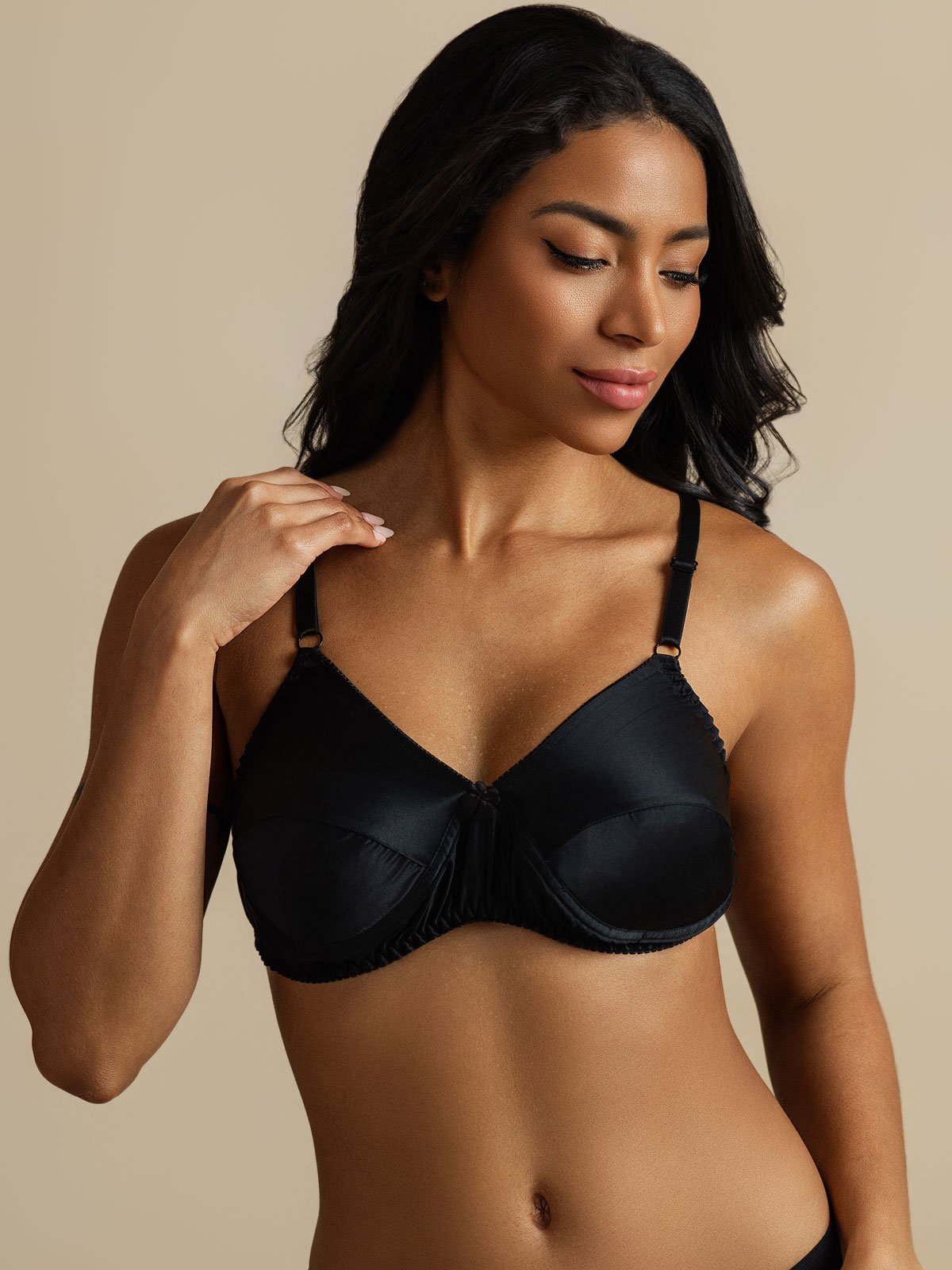 [Svart] SilkSilky-SE Rent Silke Bra 007,