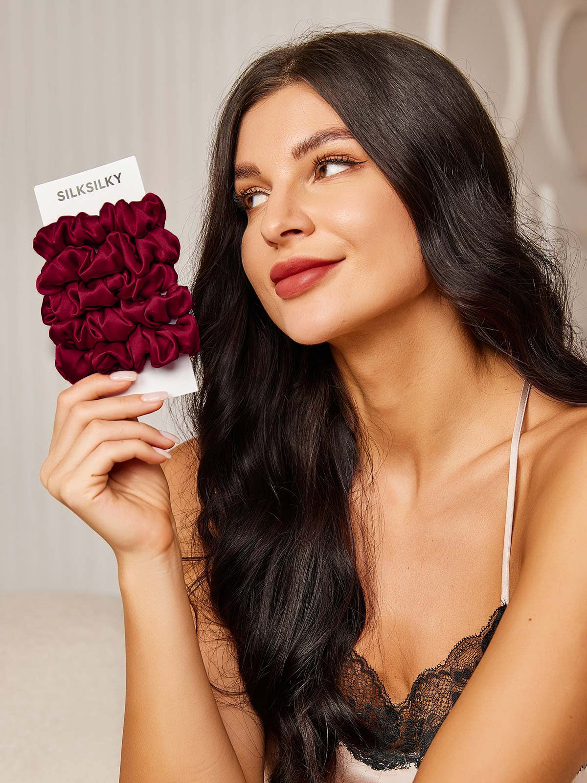 [Fuchsia] SilkSilky-SE 19Momme Rent Silke Scrunchie 001