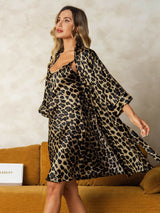 [Leopard] SilkSilky-SE Rent Silke Nightgown&Robe Set 004,