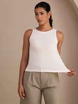 [Vit] SilkSilky-SE Sleeveless Round Neck Cami Toppar 004