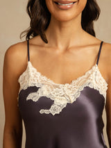 [Lila Grå] SilkSilky-SE Spaghetti Rem V Ringning Camisole Set 004