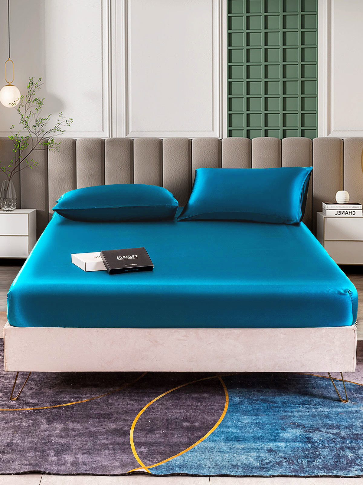 [Kungsblått] SilkSilky-SE 25Momme Rent Silke Bedding Set 002,