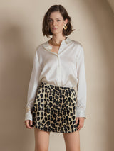 [Vit] SilkSilky-SE Long Sleeve Lapel Collar Damskjorta 001