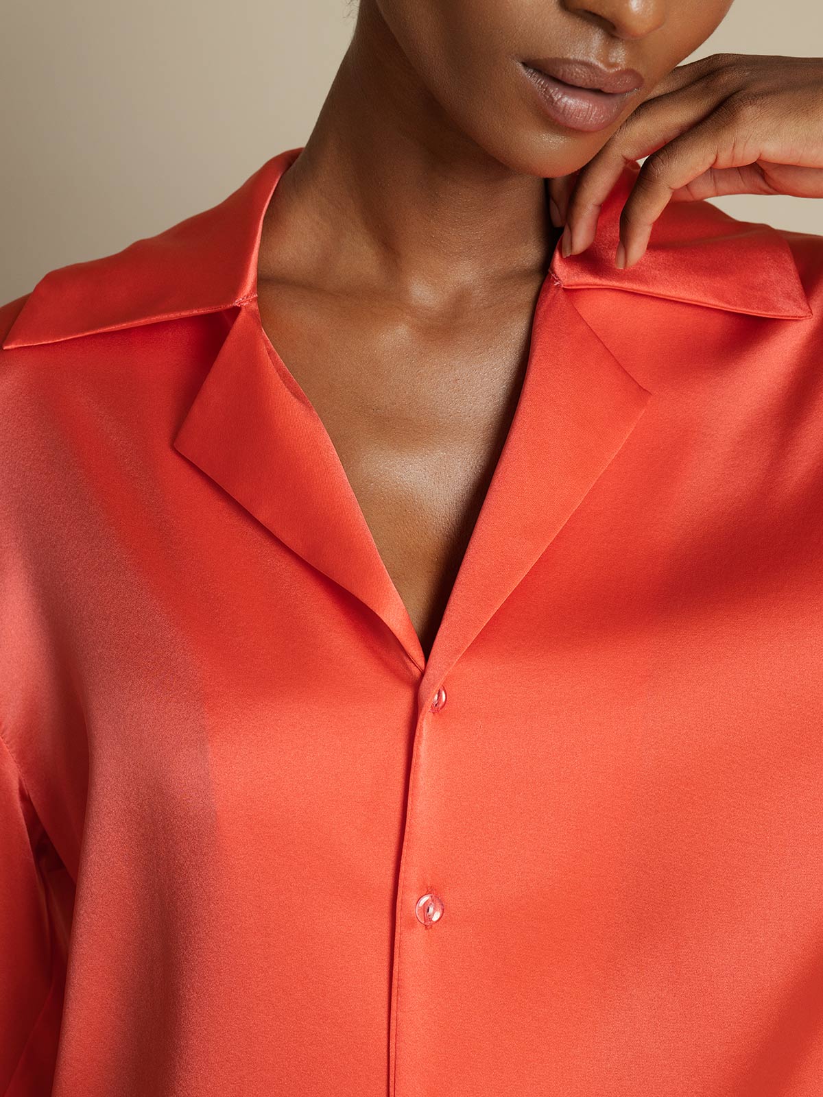 [Kejserligt Röd] SilkSilky-SE 19Momme Silke Womens Shirt 003