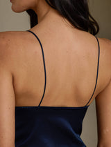 [Mörkblå] SilkSilky-SE Spaghetti Strap V Neck Cami Toppar 005