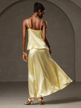 [Gul] SilkSilky-SE Spaghetti Strap Cowl Neck Cami Toppar 002